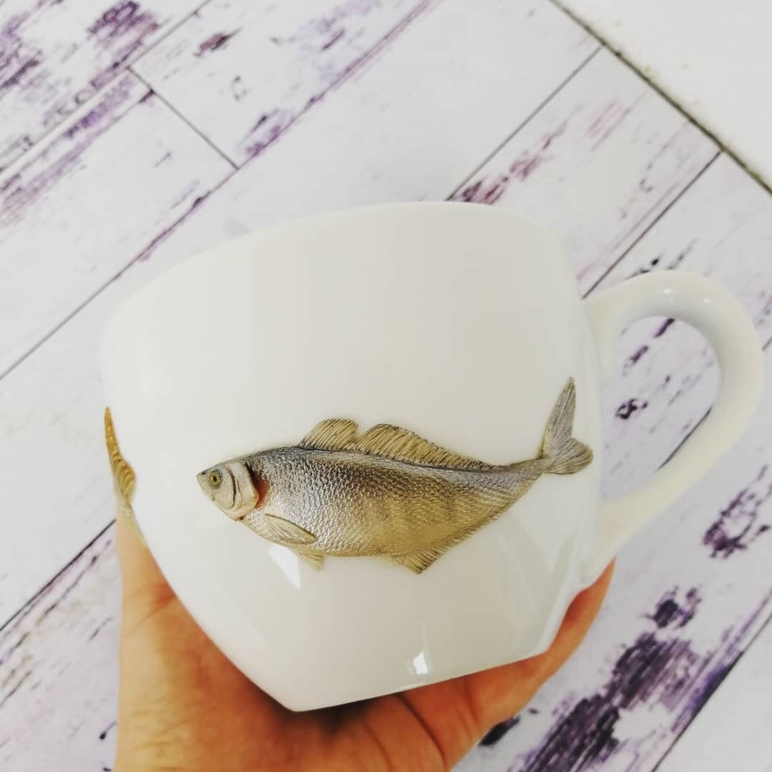 Mugs with fish - My, A fish, Creation, Decor, With your own hands, Needlework, Fishermen, Longpost