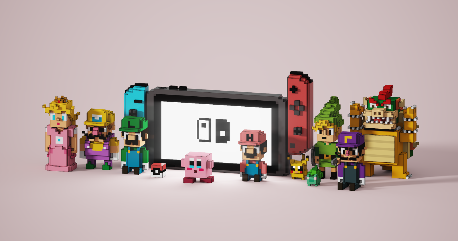 Top 10 Nintendo Crossovers - My, My, Computer graphics, , , Voxelart, Pixel Art, Low poly, Nintendo