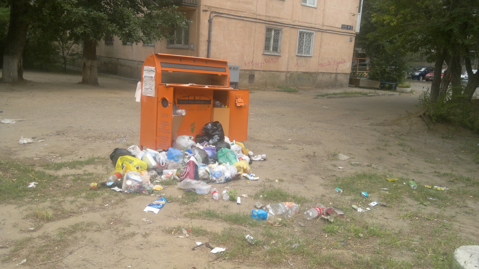 Different types of town - My, Kazakhstan, Pavlodar, cat, Trash can, , Vandalism, Longpost