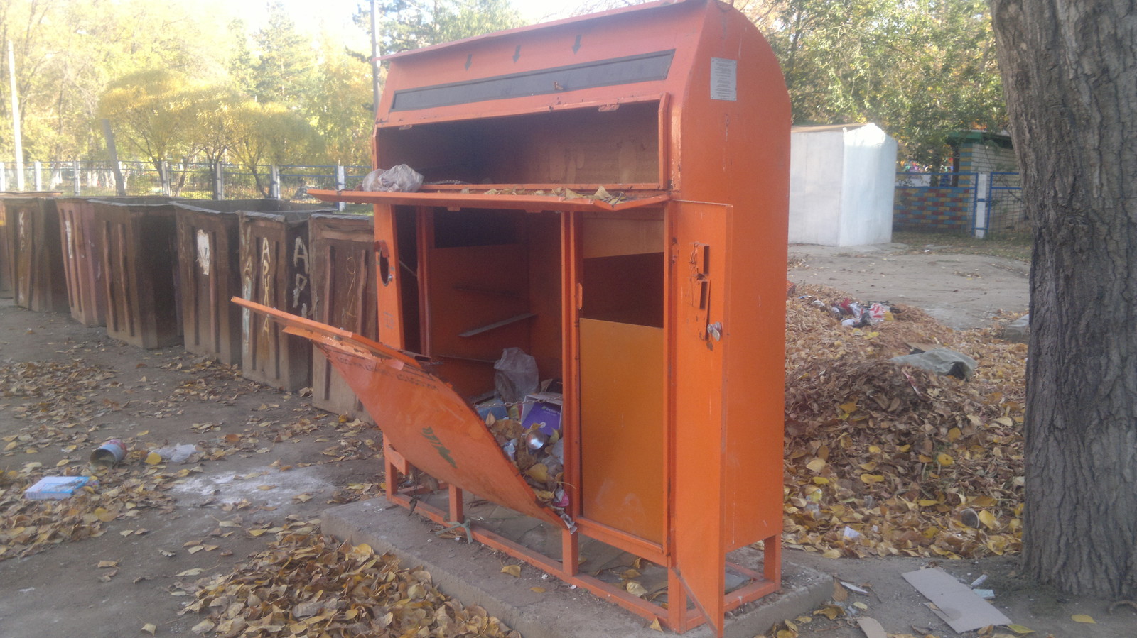 Different types of town - My, Kazakhstan, Pavlodar, cat, Trash can, , Vandalism, Longpost