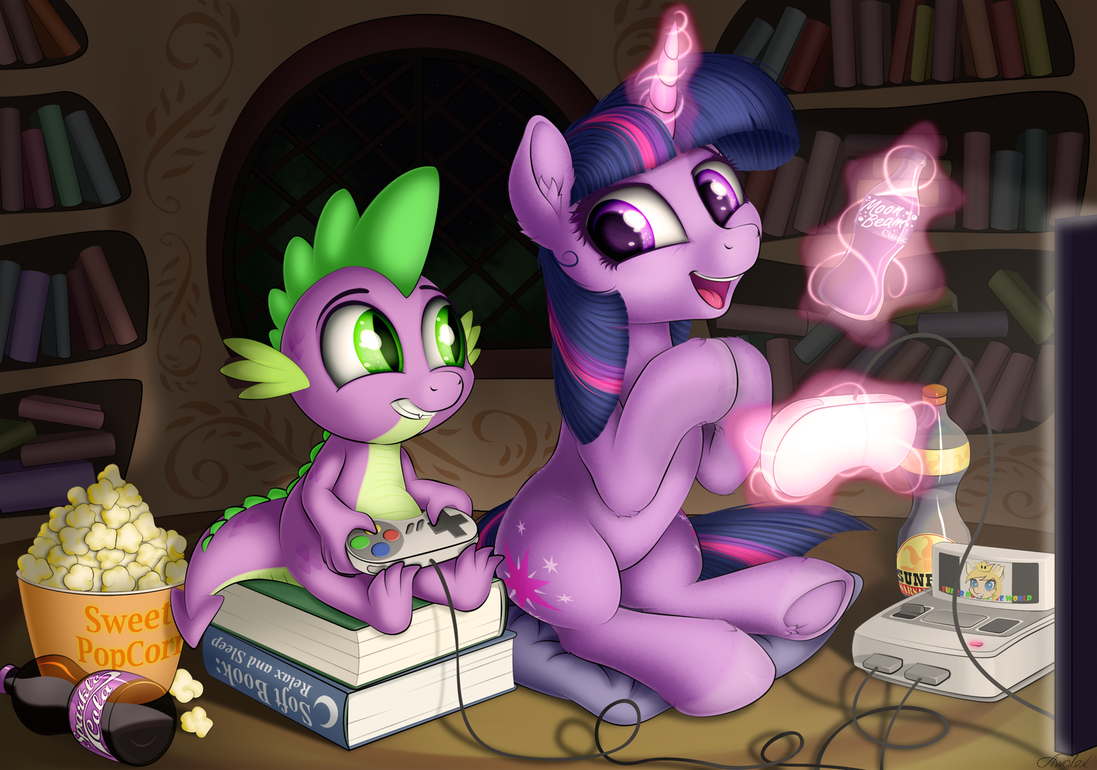 Gaming Time - My little pony, PonyArt, Twilight sparkle, Spike