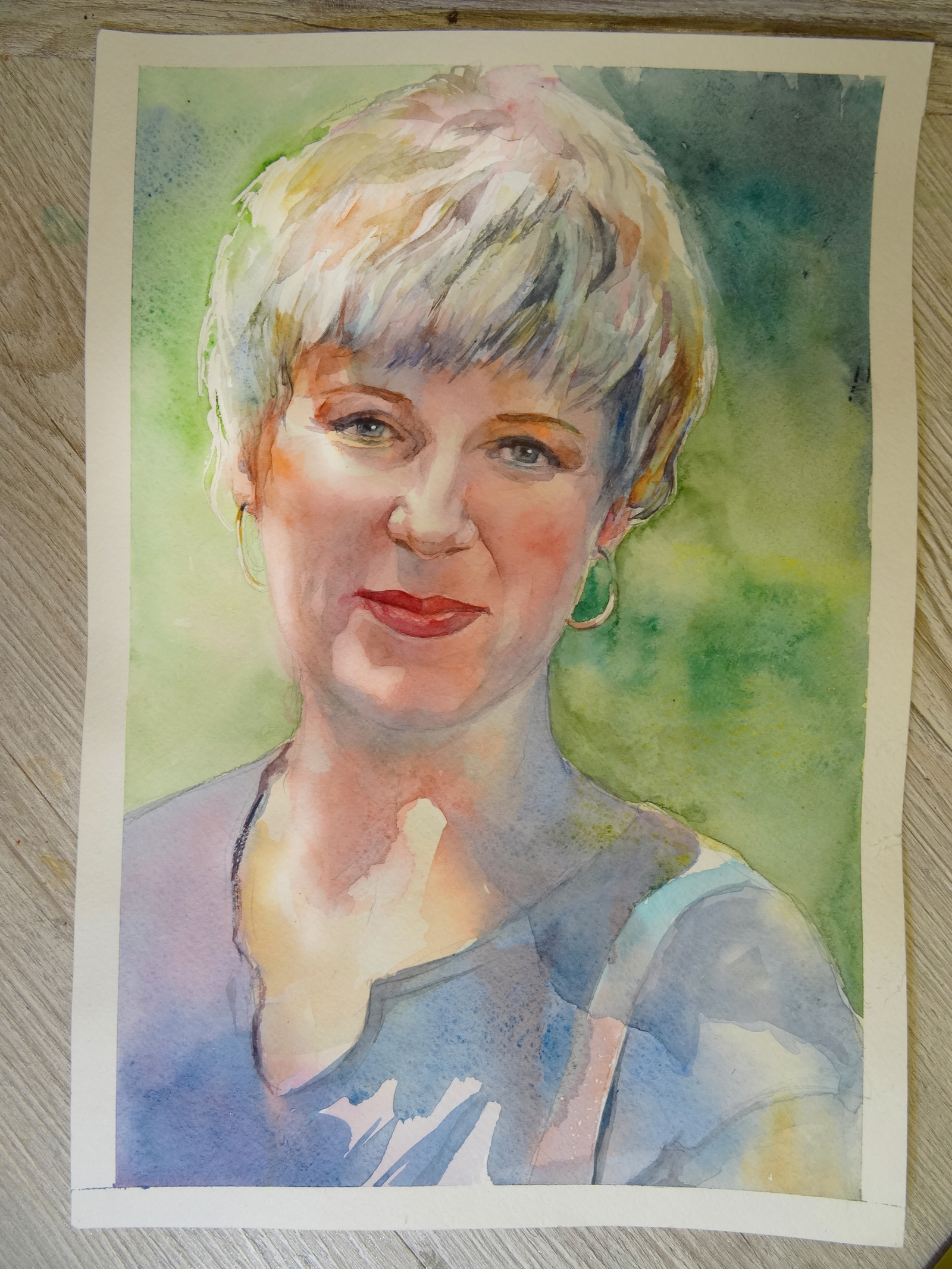 sunny portrait - My, Portrait by photo, Art, , Painting, Watercolor, 