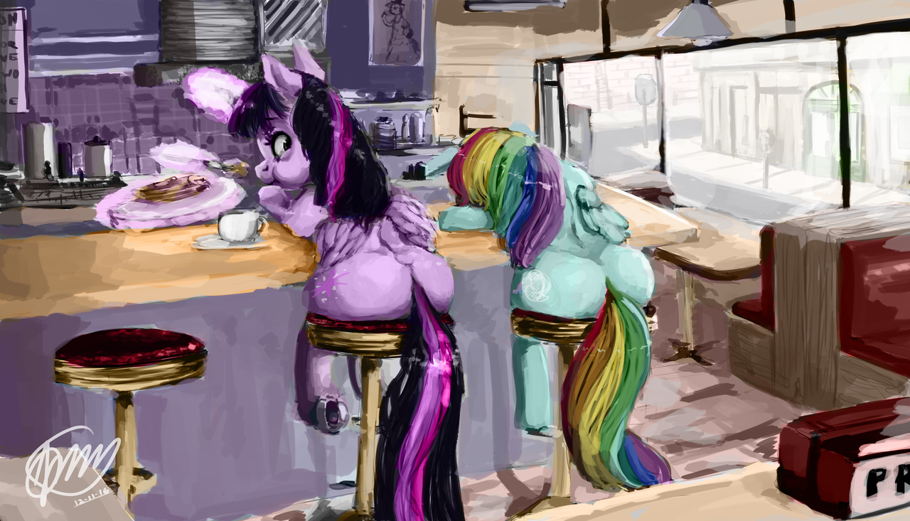 В кафешке - My Little Pony, Twilight sparkle, Rainbow Dash, Toisanemoif