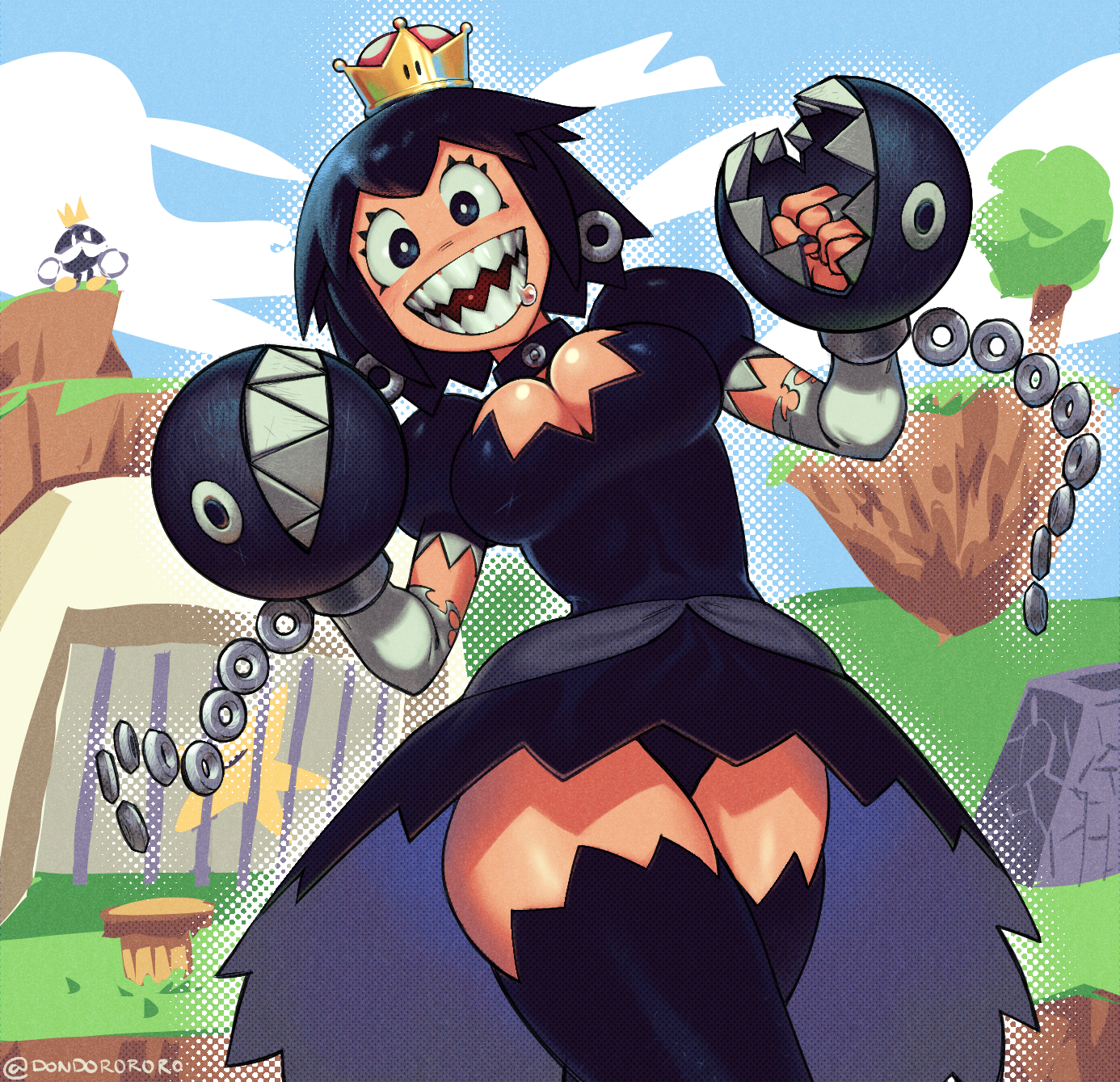 Chompette - , Art, Super crown, Super mario, Chompette, , Humanization