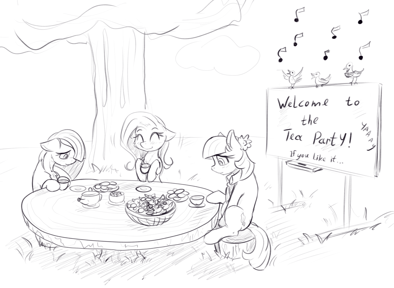 Welcome to tea! - Alcor, Sketch, Marble pie, Coco pommel, Fluttershy, My little pony
