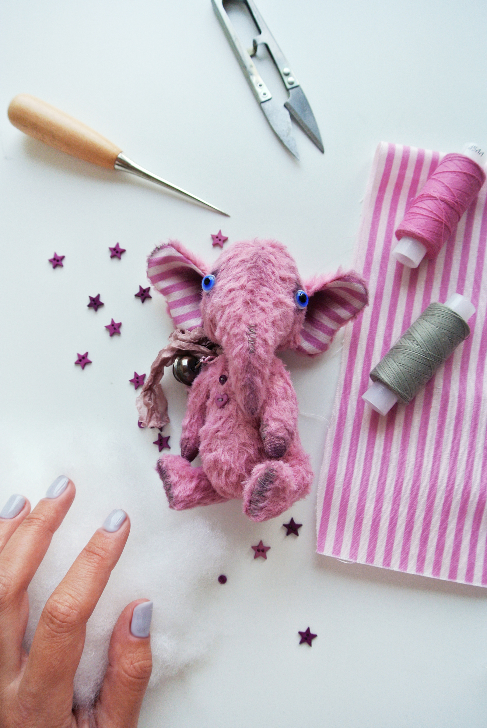 Pink Elephant - My, Needlework without process, Longpost, Soft toy