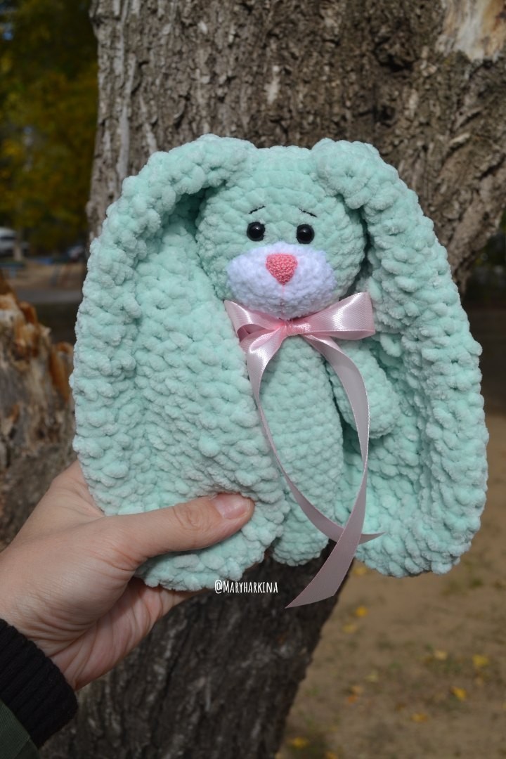 mint bunny - My, Knitting, Hare, Mint, Longpost