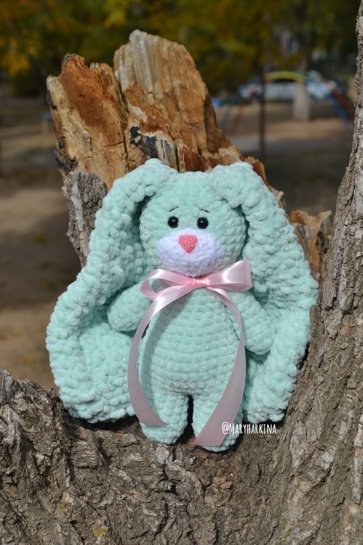 mint bunny - My, Knitting, Hare, Mint, Longpost