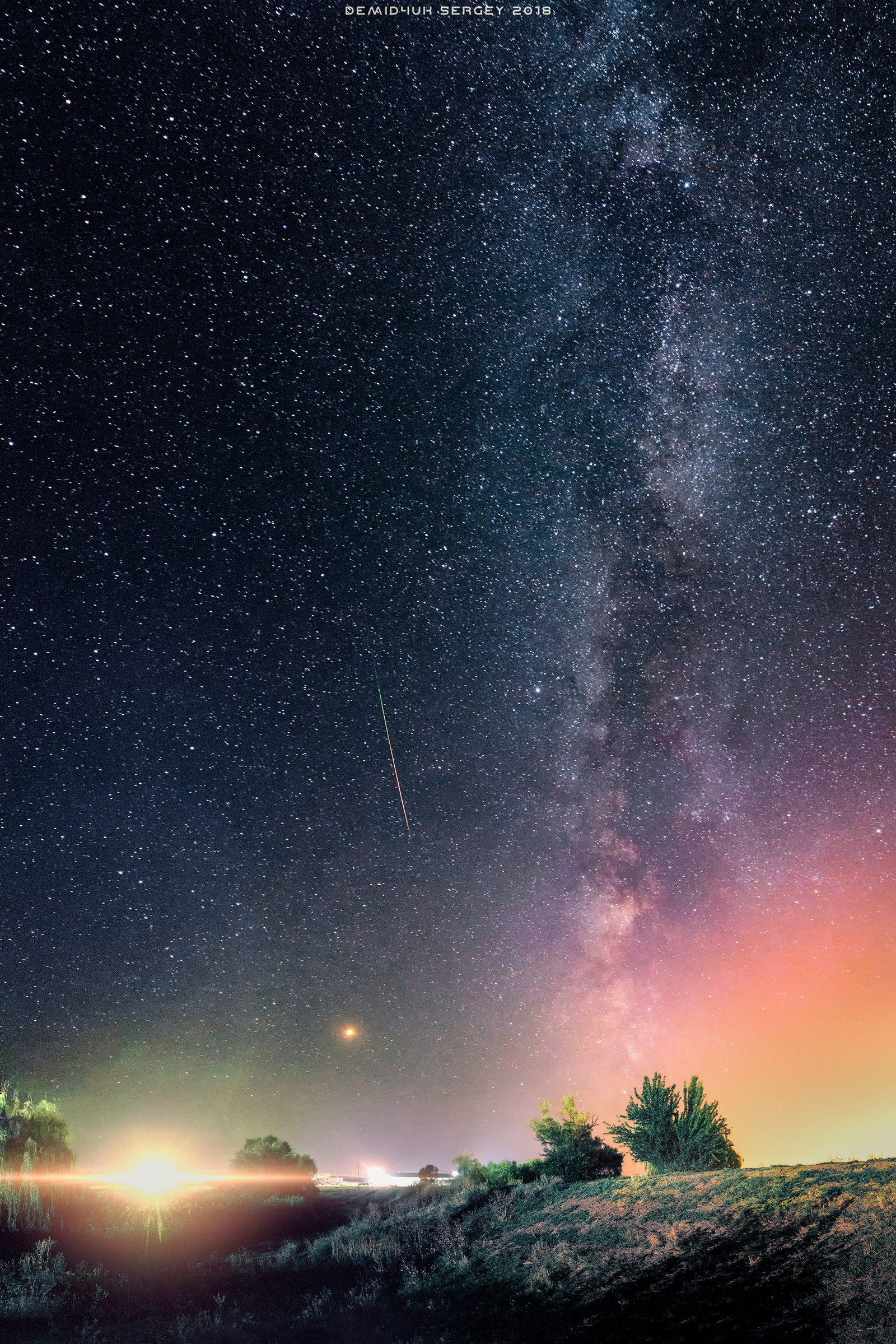 Lonely Perseid. August 2018. - My, Perseids, Milky Way, Night, The photo, Meteorite, Astrophoto, Landscape, Krivoy Rog