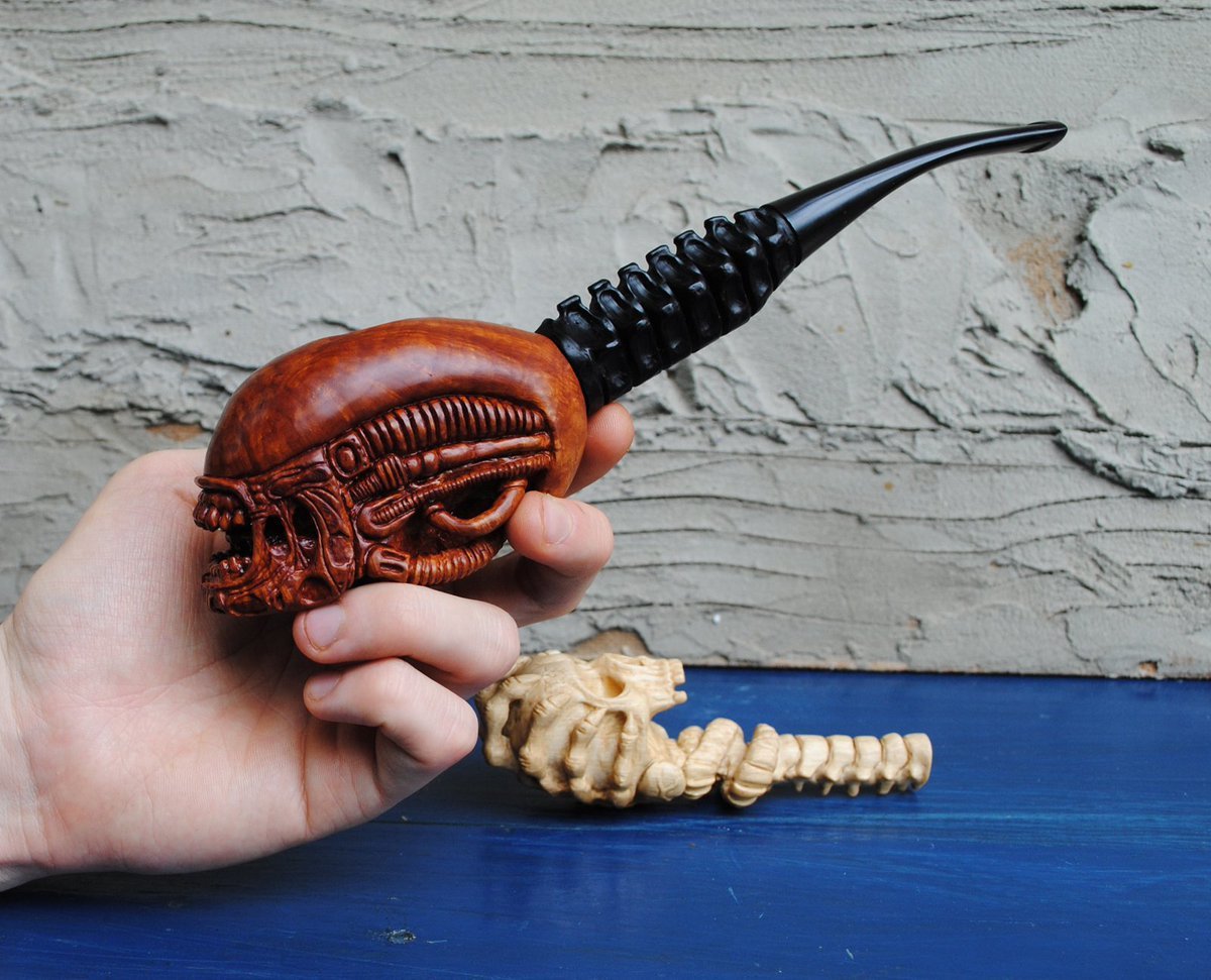 Xenotube - Smoking pipe, Wood carving, Xenomorph, The photo, Longpost, 