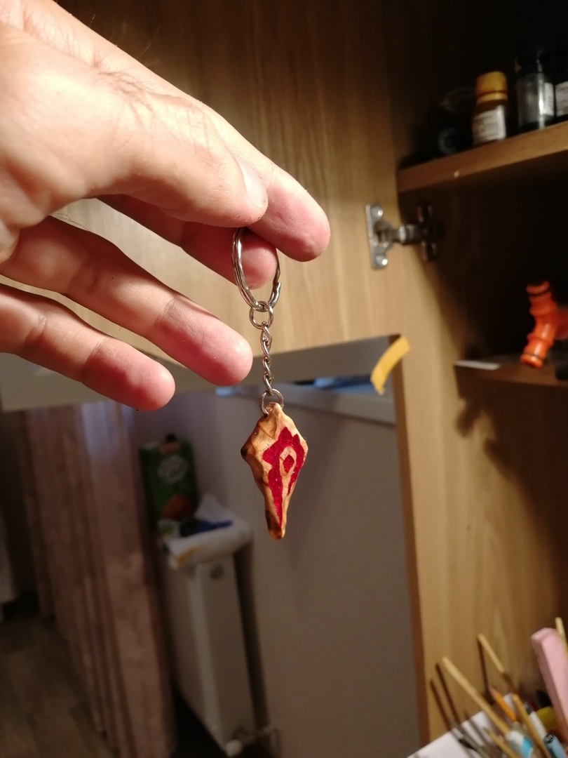 Keychain made of wood and resin (process) - My, Handmade, Wood products, Warcraft, World of warcraft, Needlework with process, Longpost