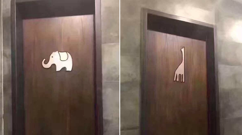 Umm, and me, in fact, which door? - Thailand, Toilet, Giraffe, Choice, Elephants