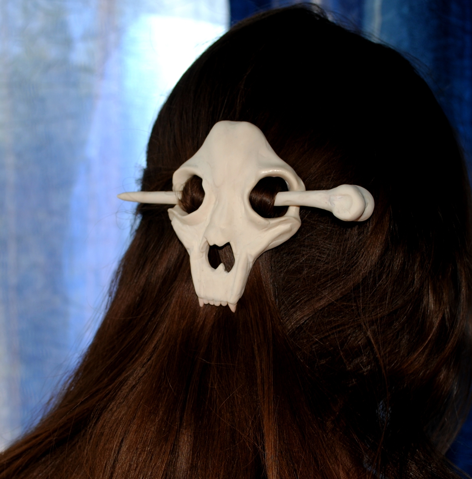 Skull and bone ... Everything is very simple, at first glance - My, Scull, Barrette, Polymer clay, Longpost