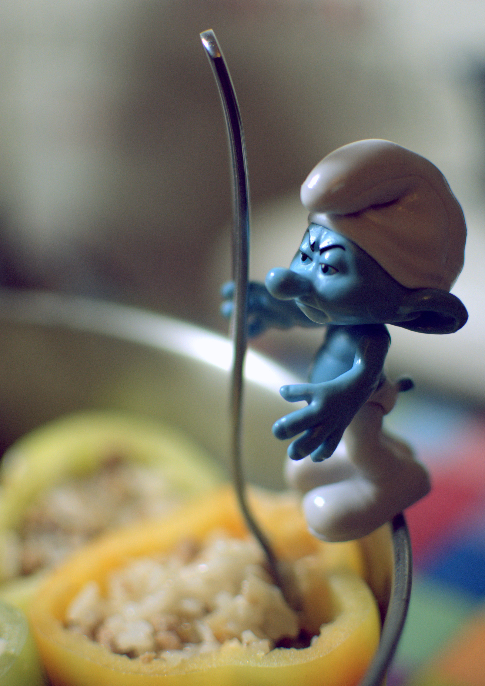 Smurf and PEPPERS. - My, The smurfs, Cook at home, , Cooking, Photographer, Stuffing, Macro photography, Longpost