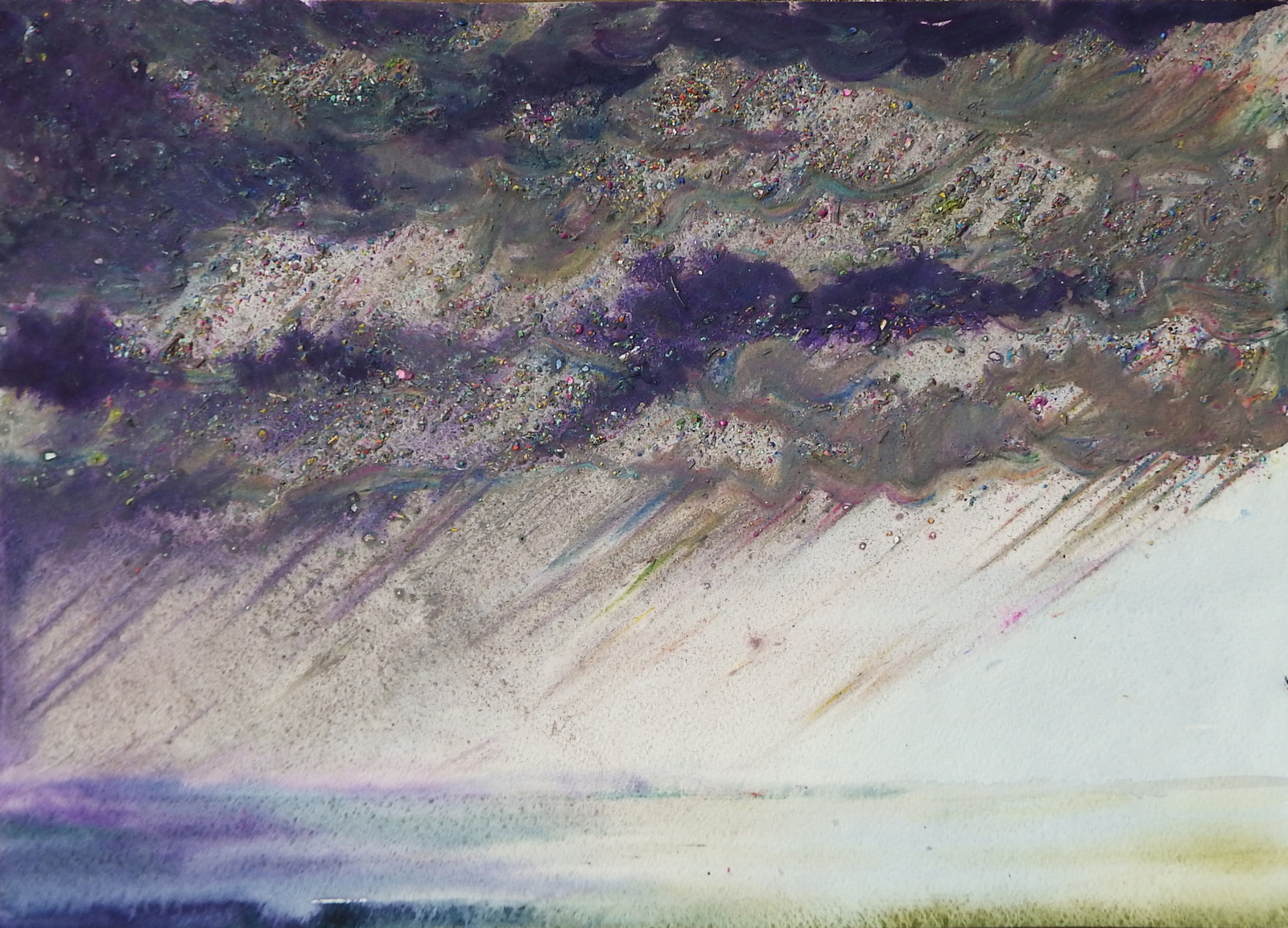 Thunderstorm on the bay - My, Mixed media, Drawing, Landscape, The bay, The Gulf of Finland