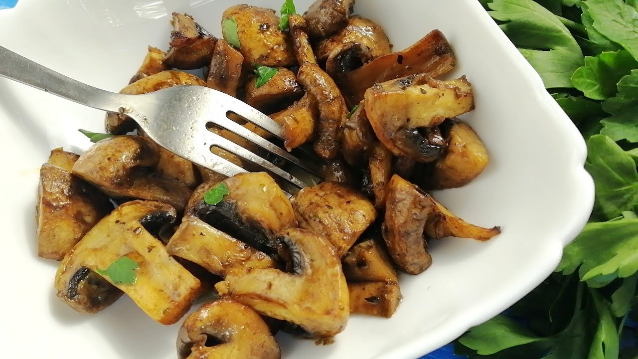 Baked mushrooms in Provence in the oven - My, , , Cooking, Snack, , Video