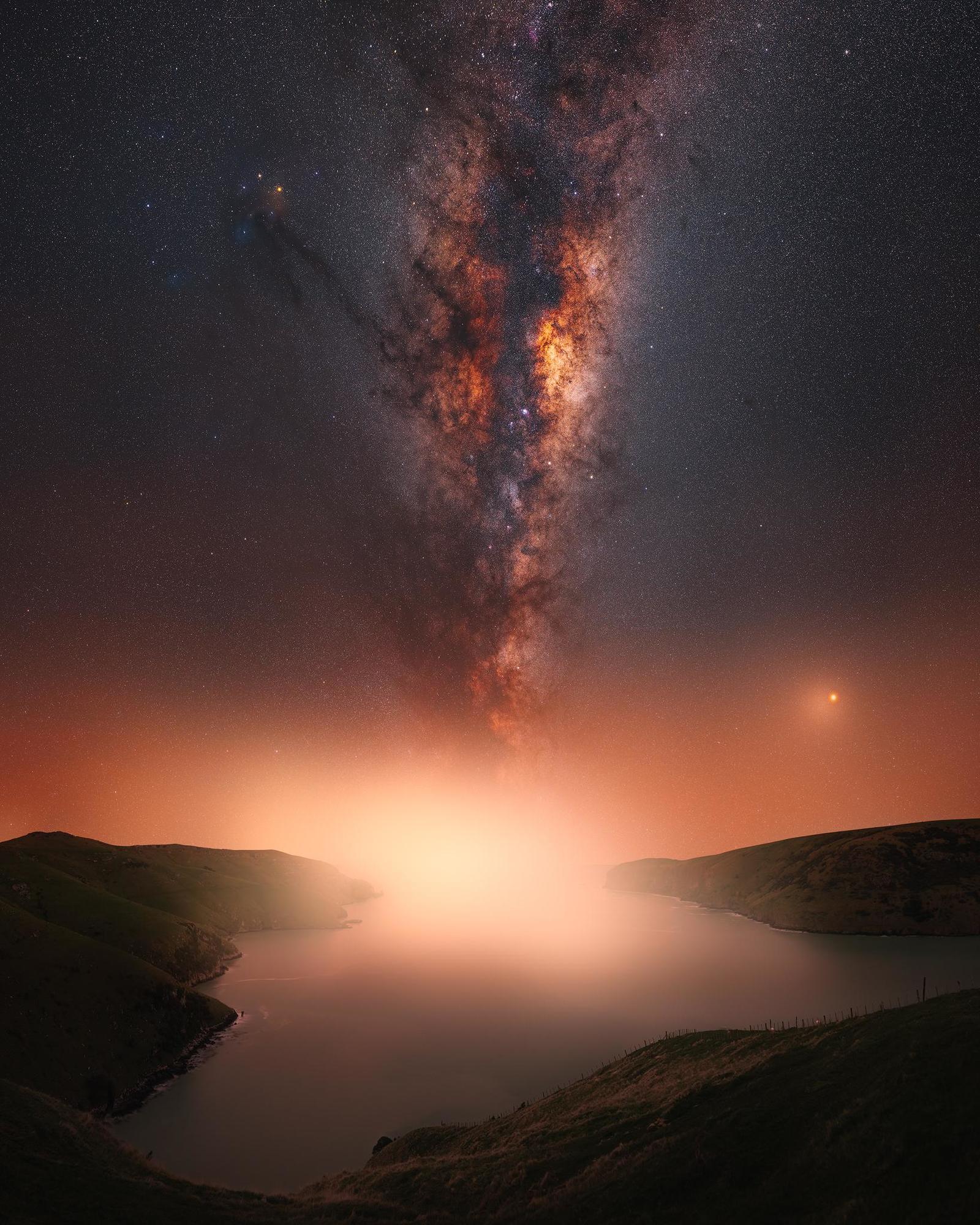 Milky Way over Le Bon Bay, New Zealand. Exposure time - hour. - Nature, beauty of nature, New Zealand, Milky Way