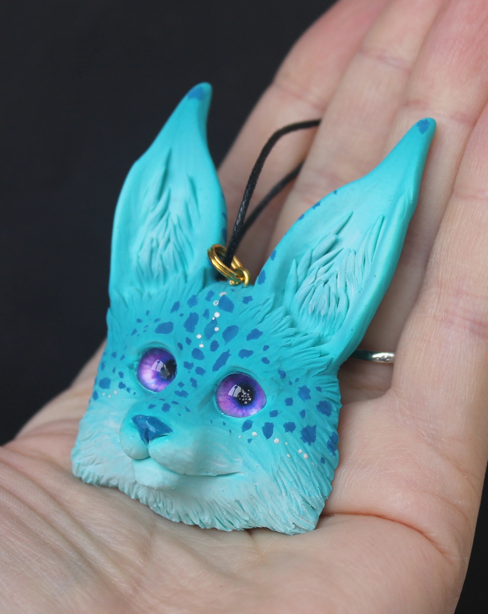 Piece of ice - My, Needlework without process, Лепка, Handmade, Lynx, Pendant, Polymer clay, Longpost