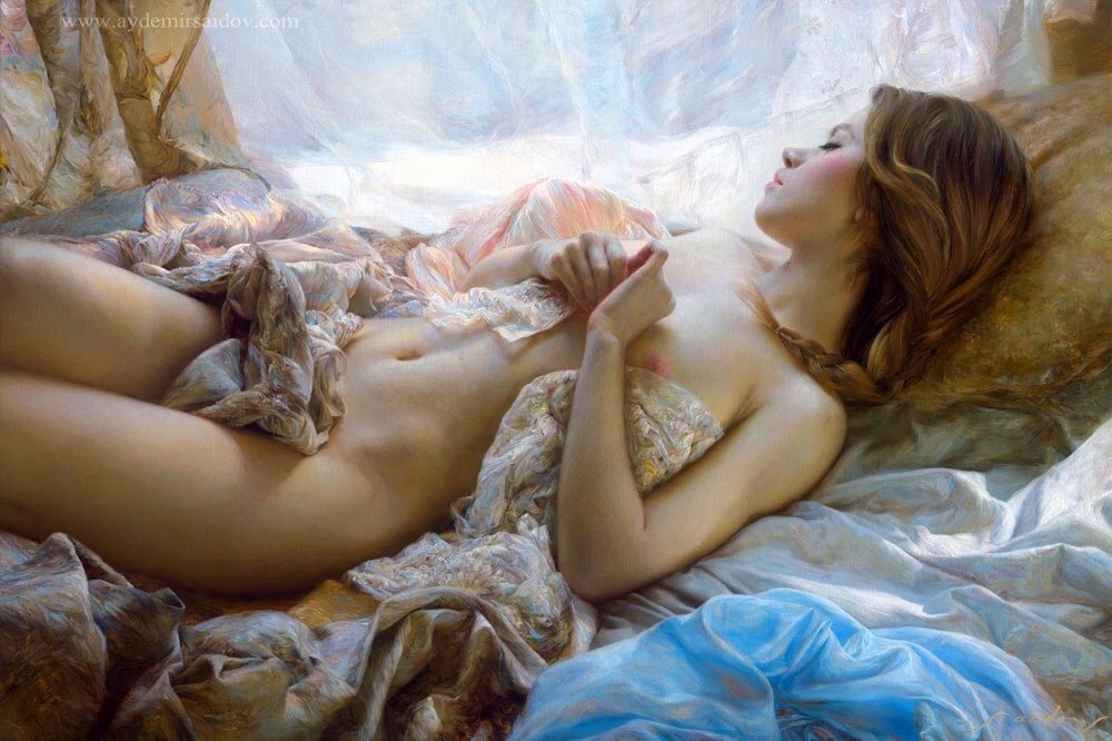 Painting by Aidemir Saidov - NSFW, Girls, Painting, A selection, Breast, Nudity, Art, Longpost