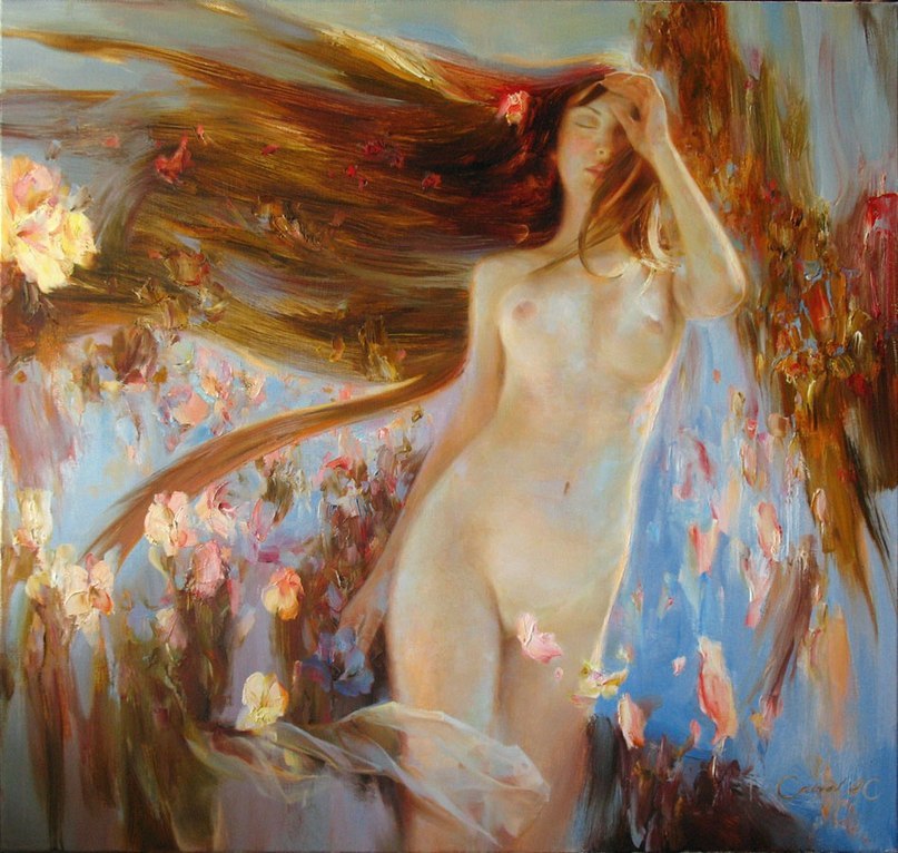 Painting by Aidemir Saidov - NSFW, Girls, Painting, A selection, Breast, Nudity, Art, Longpost