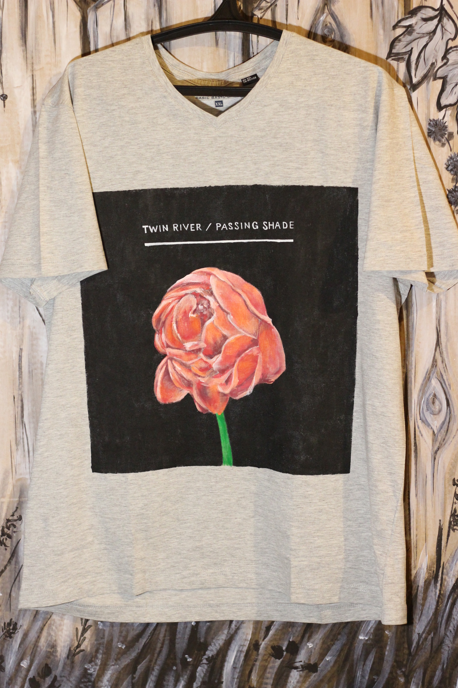 Drawings on fabric. Gift to a friend. - My, Drawing, Acrylic, T-shirt, Creation, Presents, the Rose