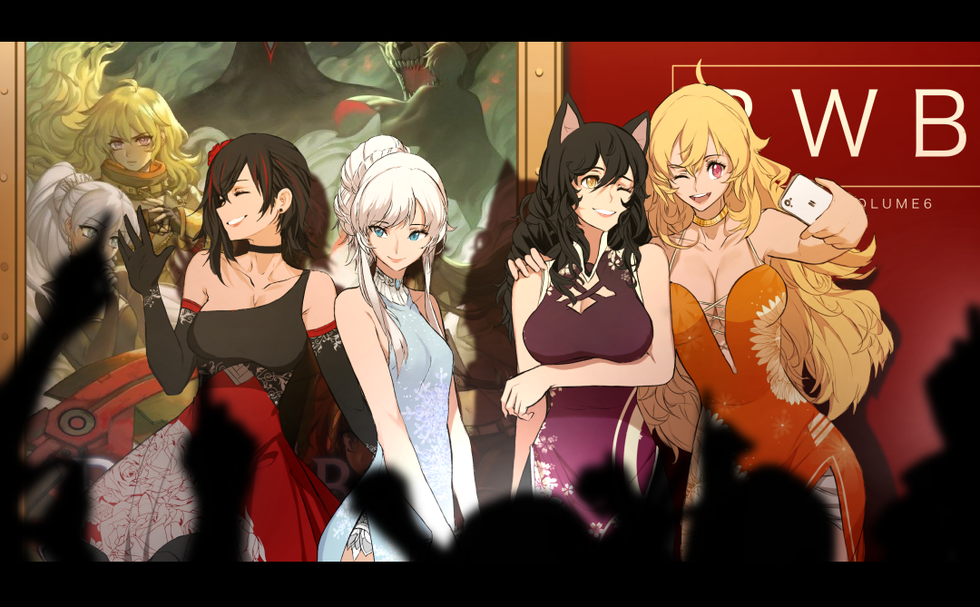 Звёзды RWBY на премьере нового сезона. - RWBY, Ruby Rose, Weiss Schnee, Yang Xiao Long, Blake Belladonna, Аниме, Не аниме, Арт