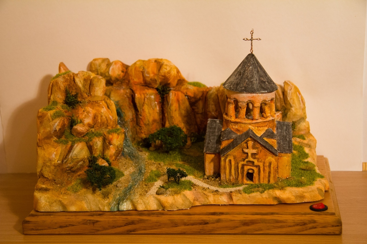 Diorama with a church. - My, Diorama, With your own hands, Needlework with process, Armenia, Layout, Creation, Modeling, Longpost