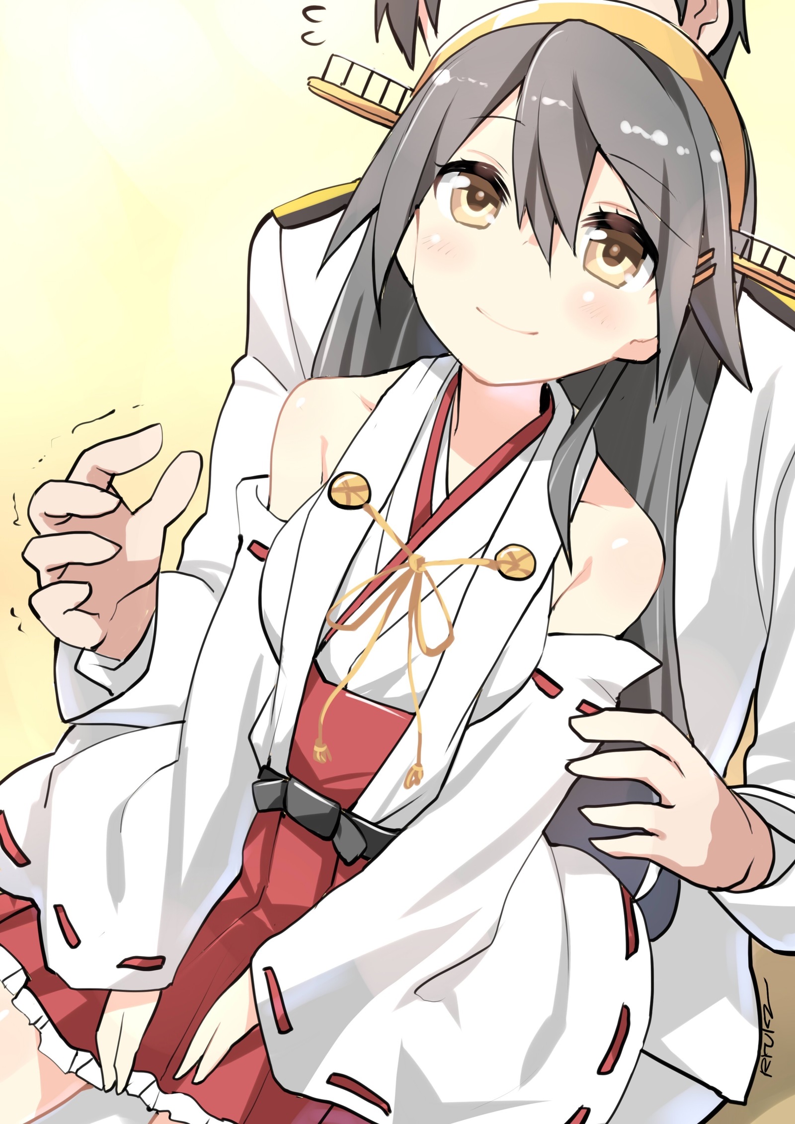 Admiral and Haruna (Artist: Ryuki) - Kantai collection, Anime, Anime art, Admiral, Haruna