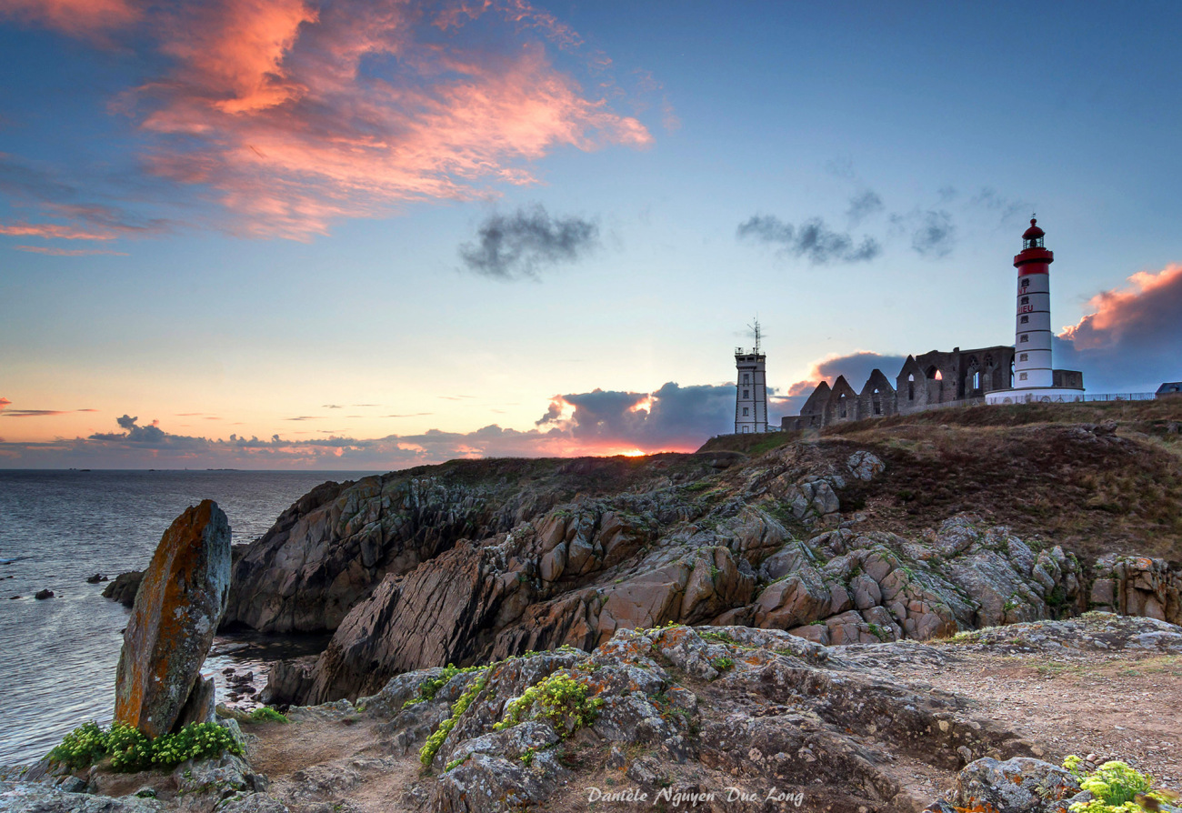 Lighthouse and Abbey of San Mathieu. Brittany. France - Lighthouse, Abbey, France, Brittany