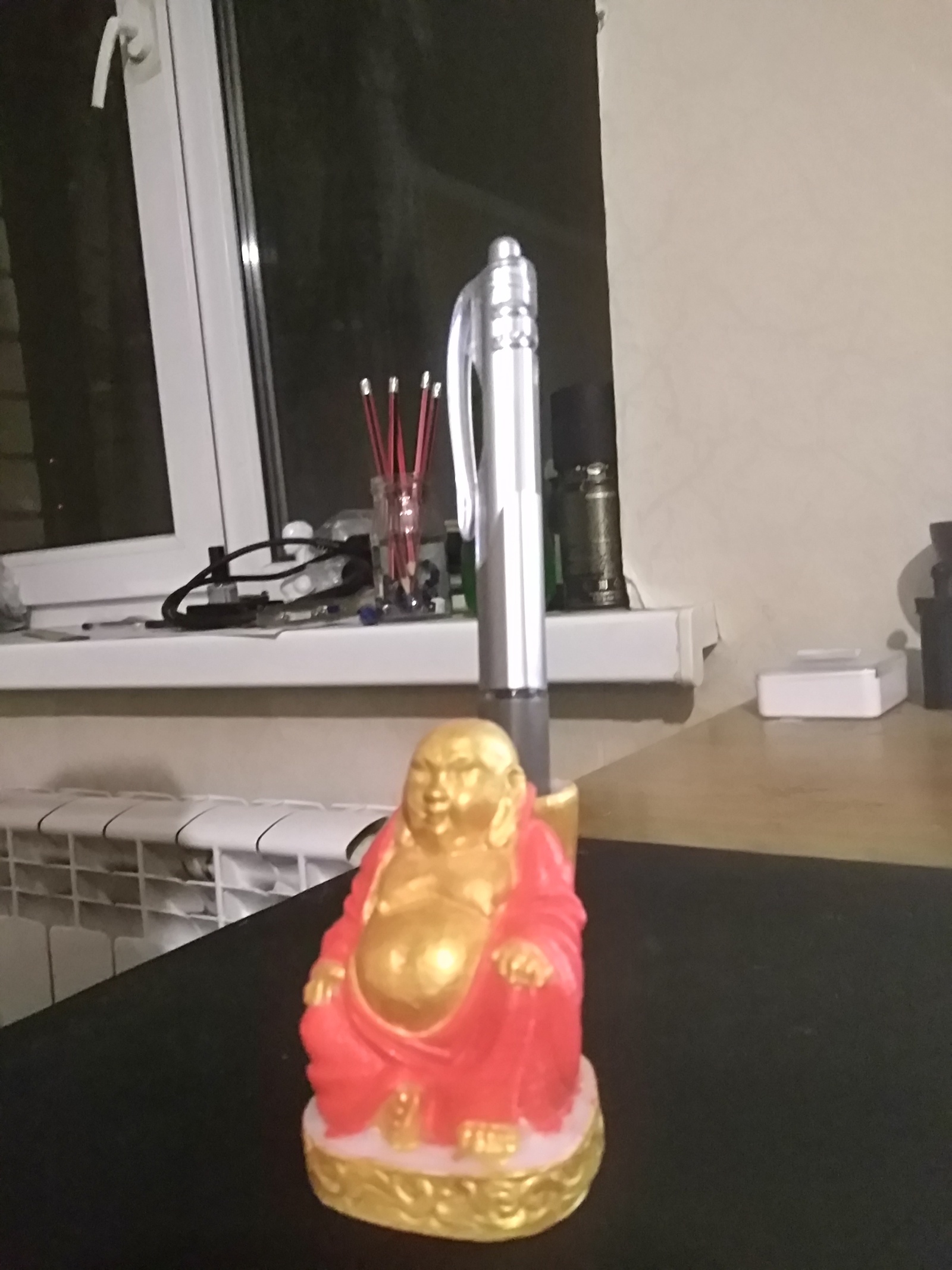 Cute pen holder Buddha - My, Buddha, 3D modeling, Figurine, Stand, , Longpost, Figurines