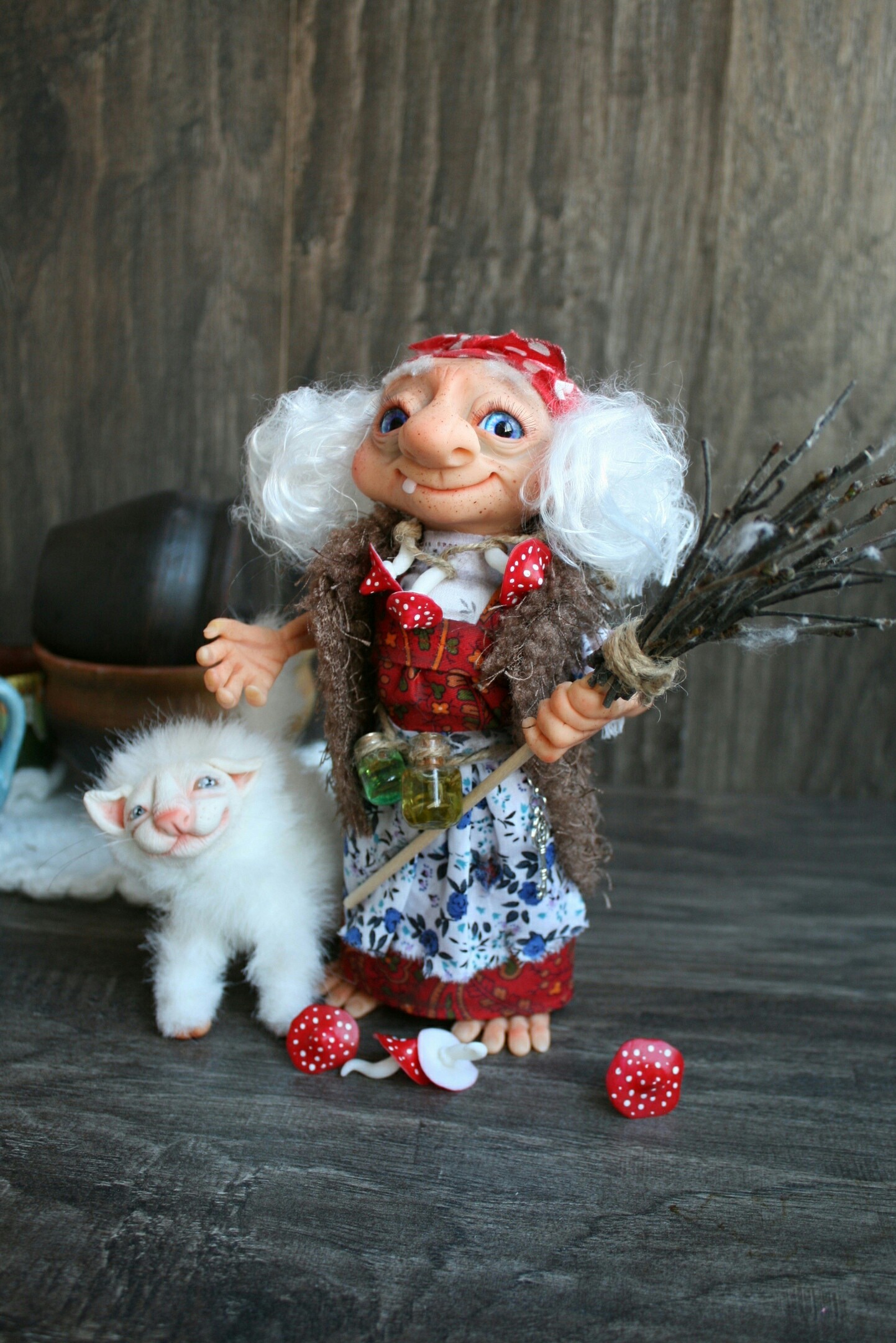 Granny Yagusya and Yozhkin cat. - My, Polymer clay, Handmade, Story, With your own hands, Needlework, Handmade, Longpost