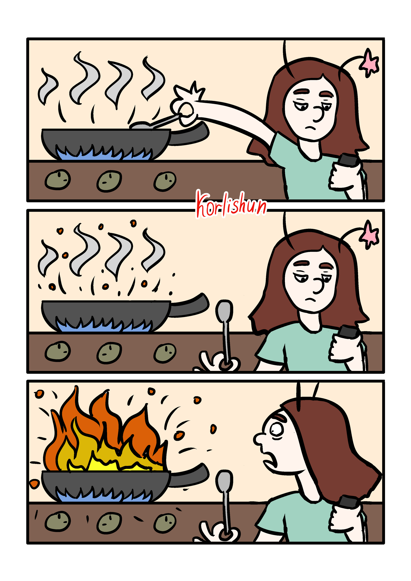 Oh that cooking. - My, Comics, Preparation, Burnt, , Telephone