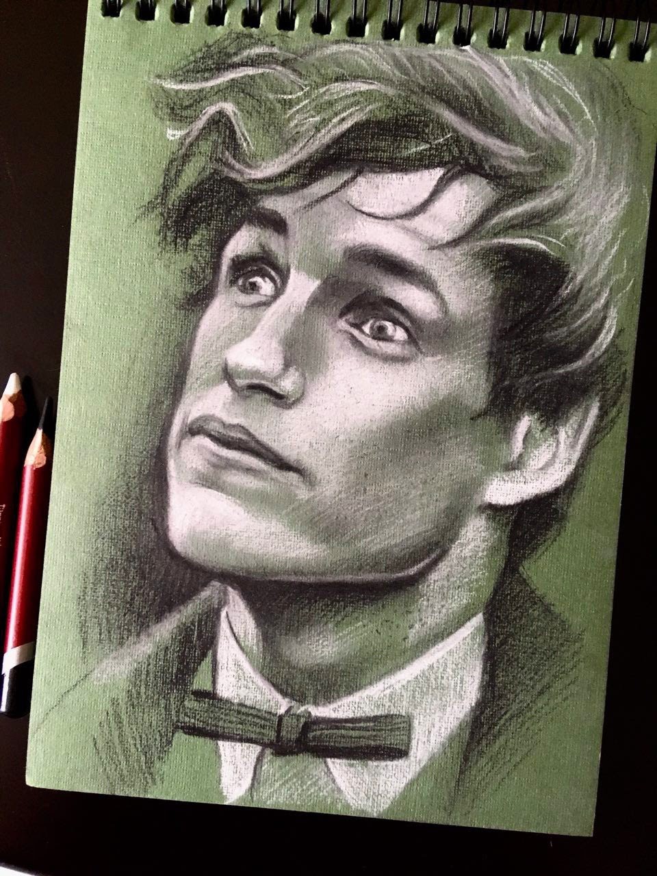 Newt Scamander, b/w pastel - My, Newt Scamander, Pastel, Dry pastel, Drawing, Portrait, Eddie Redmayne, Movies