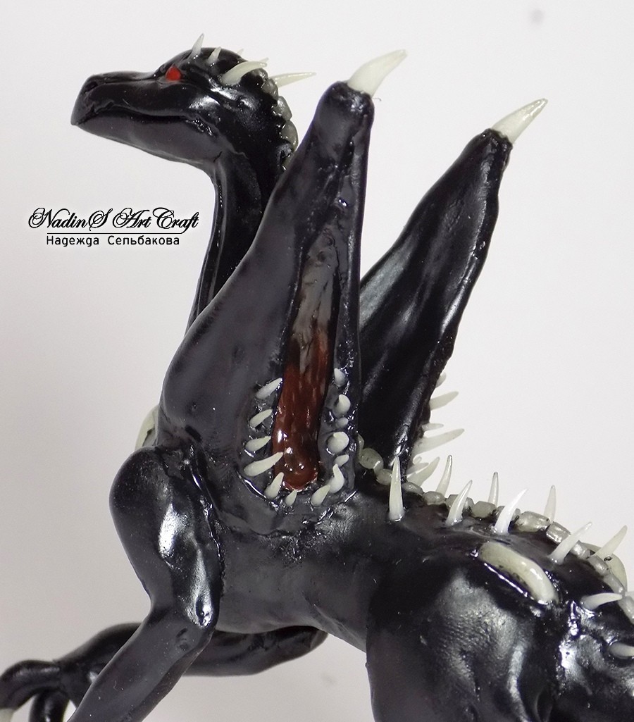 Figurine Toothy dragon - My, Needlework without process, Polymer clay, The Dragon, Teeth, Handmade, Creation, Kripota, Copyright, Longpost