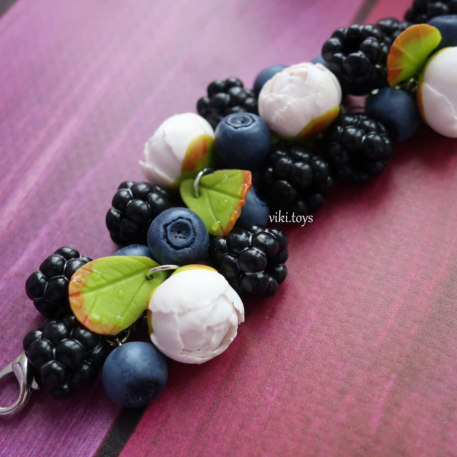 Beauty with new blueberries) - My, Needlework without process, With your own hands, Presents, Needlework, Polymer clay, Handmade, A bracelet, Decoration, Longpost