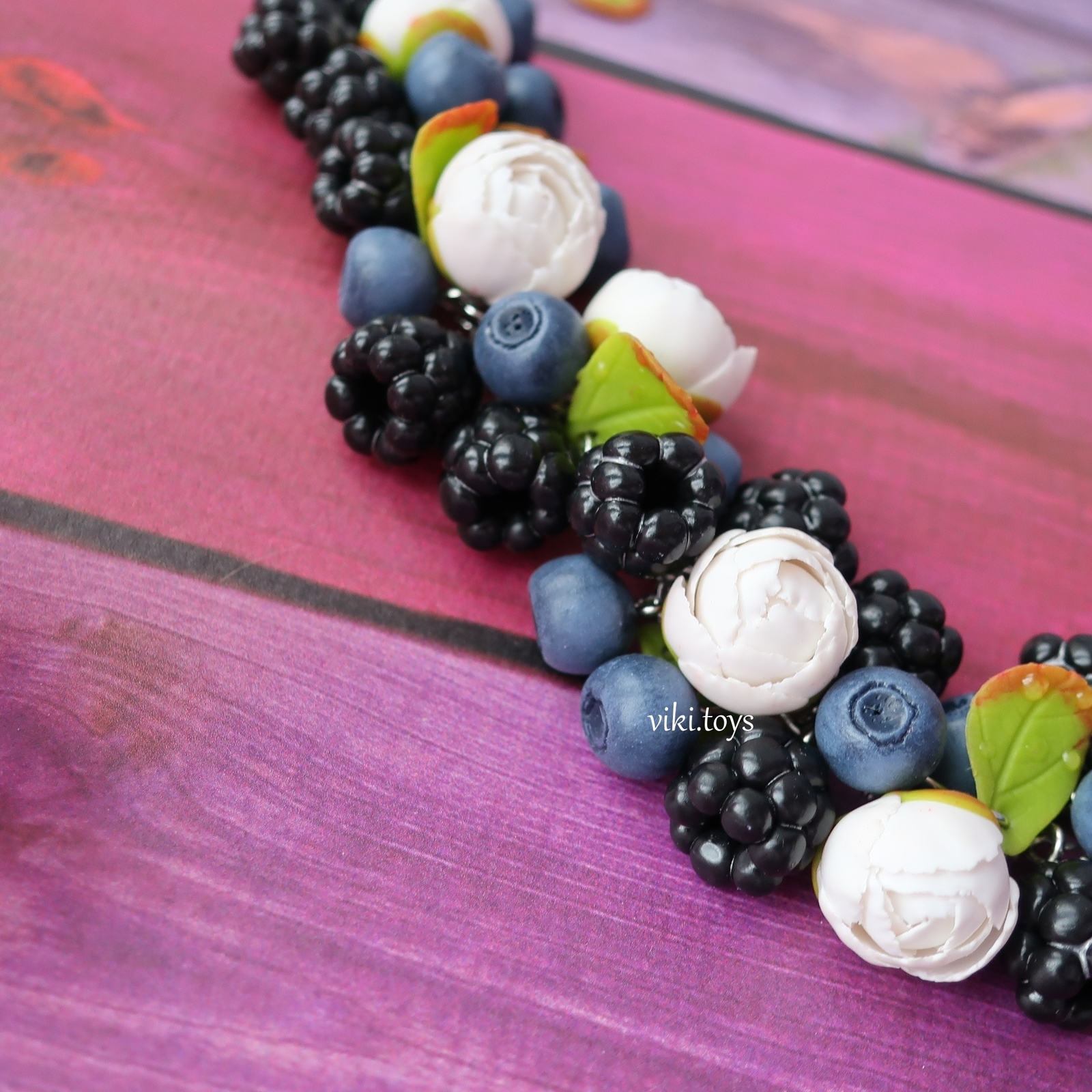 Beauty with new blueberries) - My, Needlework without process, With your own hands, Presents, Needlework, Polymer clay, Handmade, A bracelet, Decoration, Longpost