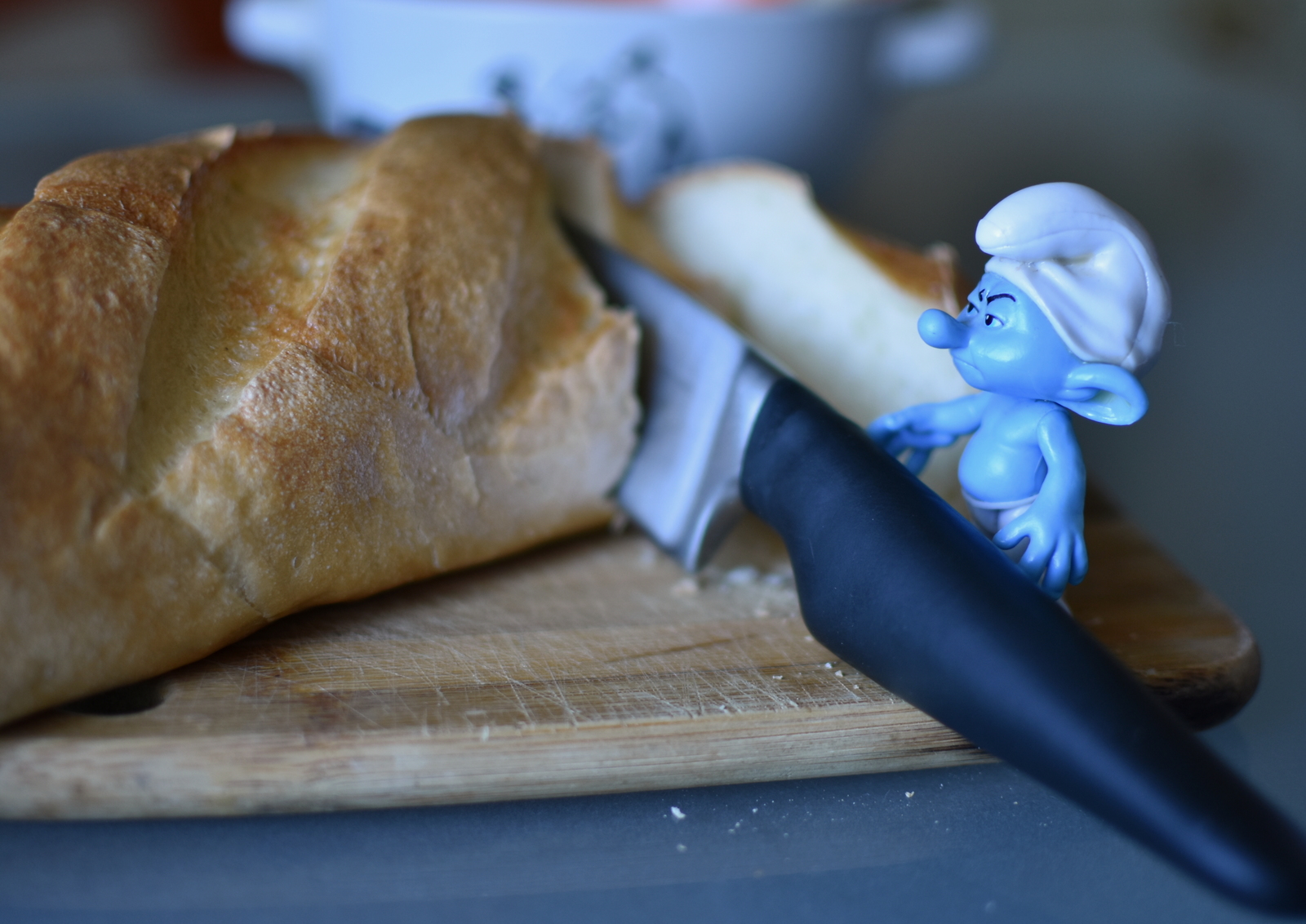 Smurf and GRENKI. - My, Preparation, Photographer, Toast, Cooking, Children, Longpost