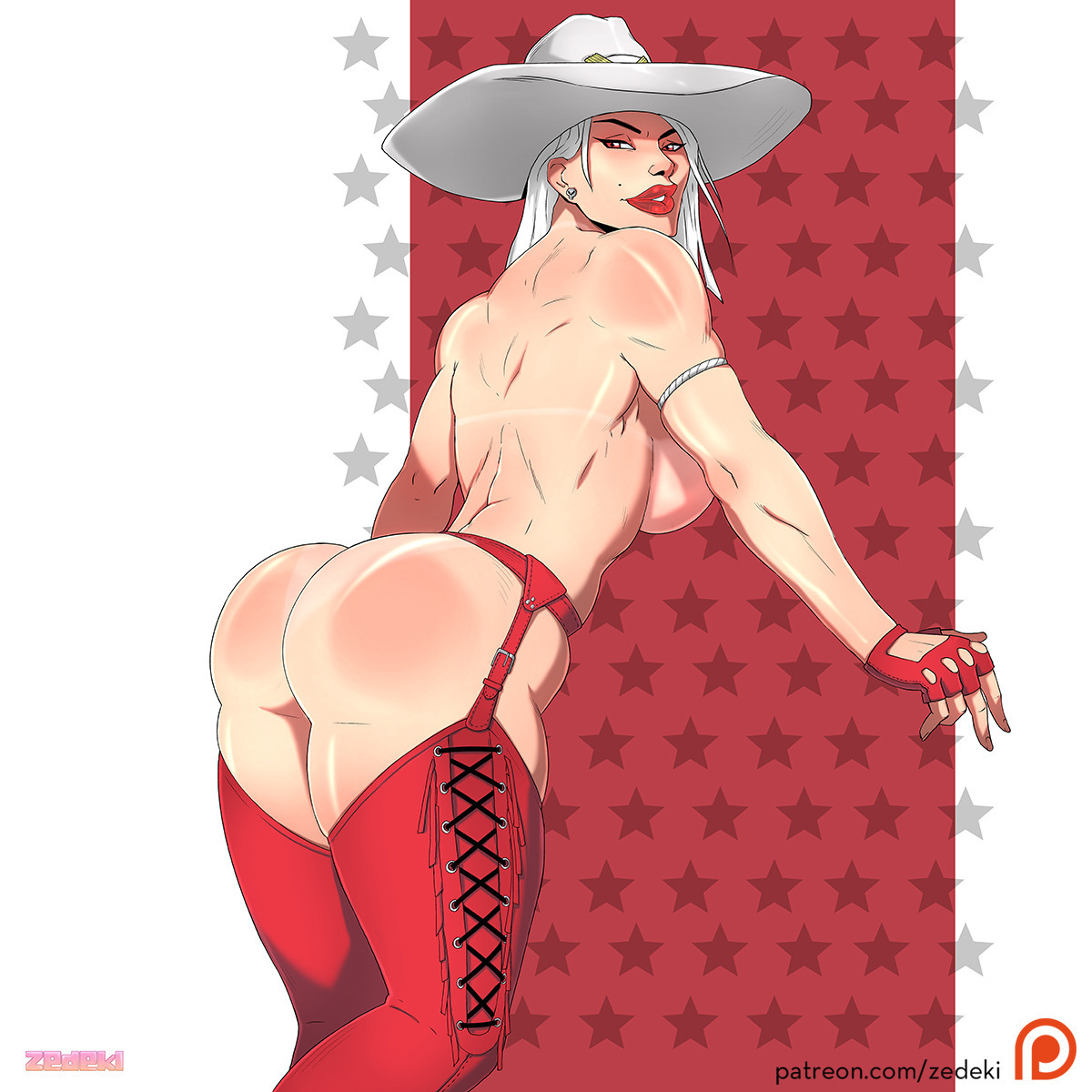 Ashe - NSFW, Zedeki-Arts, Art, Strong girl, Ashe, Overwatch, Booty, Erotic, Hand-drawn erotica, Longpost