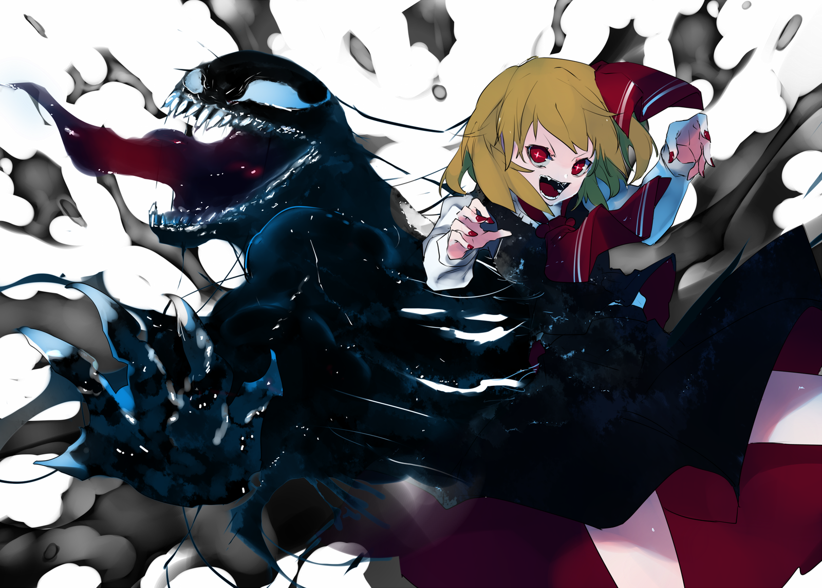 We are... Rumia! - Touhou, Anime art, Anime, Not anime, Rumia, Ikurauni, Crossover, Venom