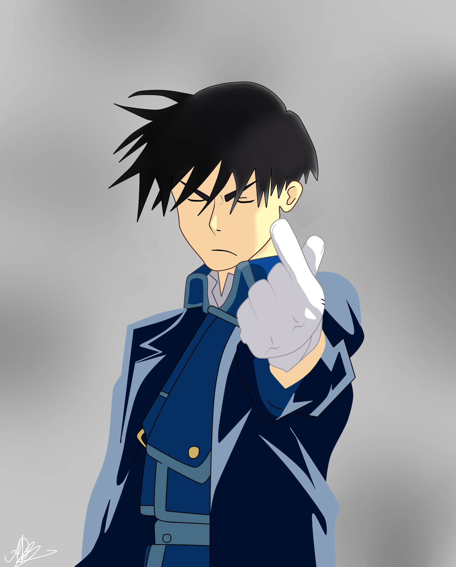 Roy Mustang - Моё, Арт, Аниме, Anime Art, Roy Mustang, Fma Brotherhood, Fullmetal Alchemist, Digital