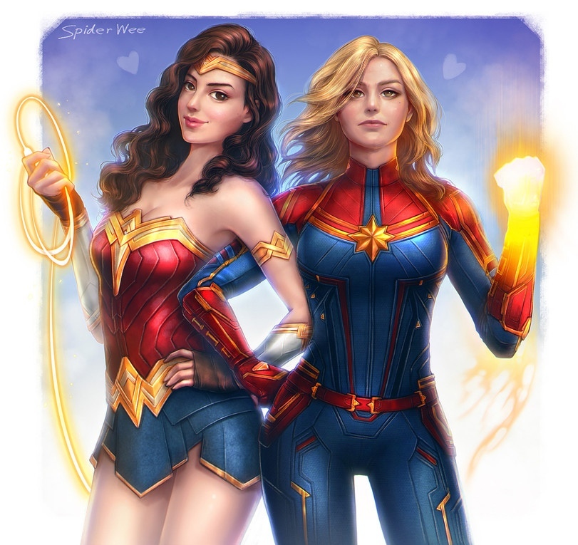 interesting couple - Dc comics, Marvel, Comics, Wonder Woman, Diana Prince, Carol Danvers, Art