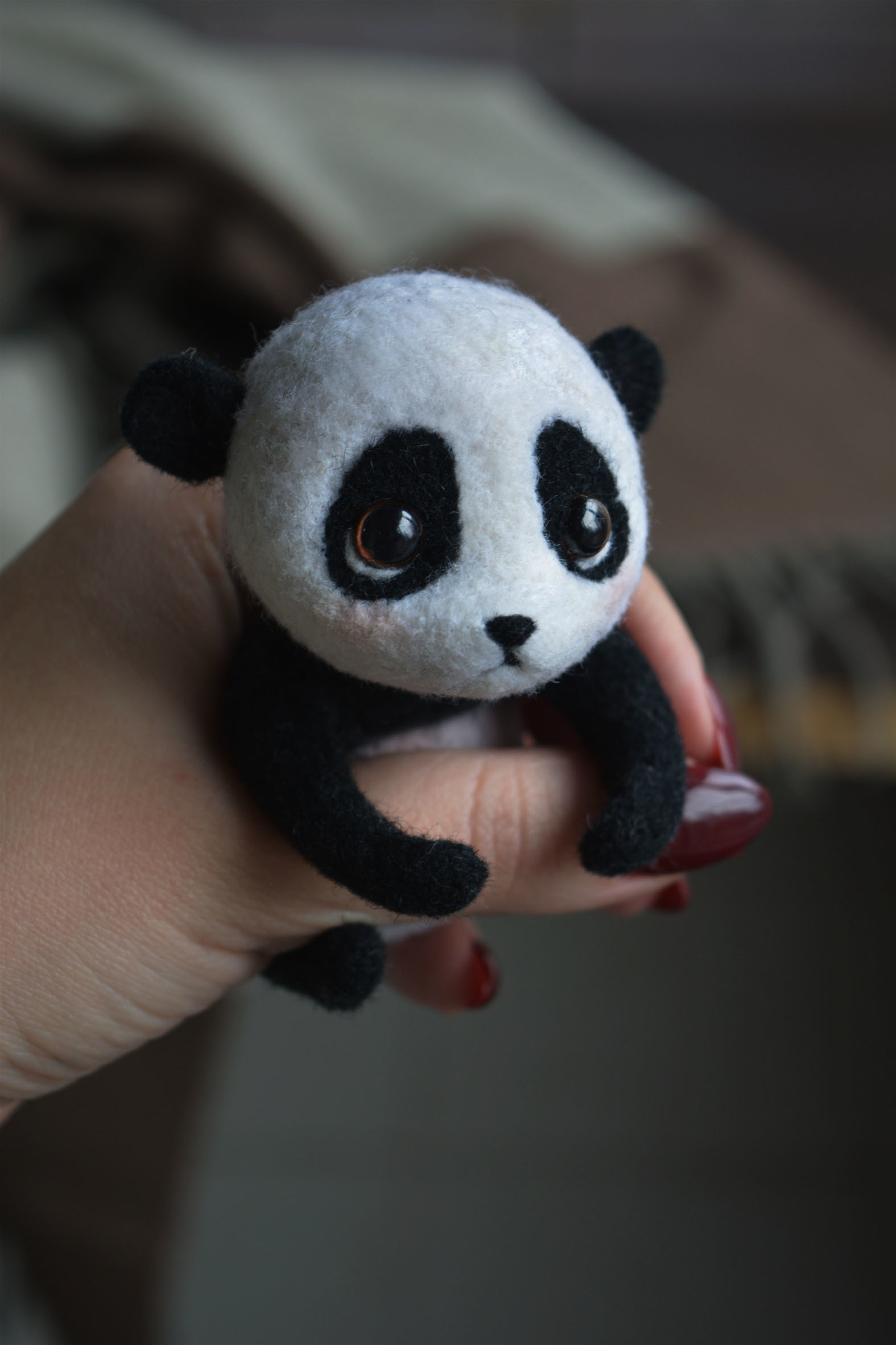 Panda made of wool - My, Dry felting, Needlework without process, Panda, Wool, Longpost