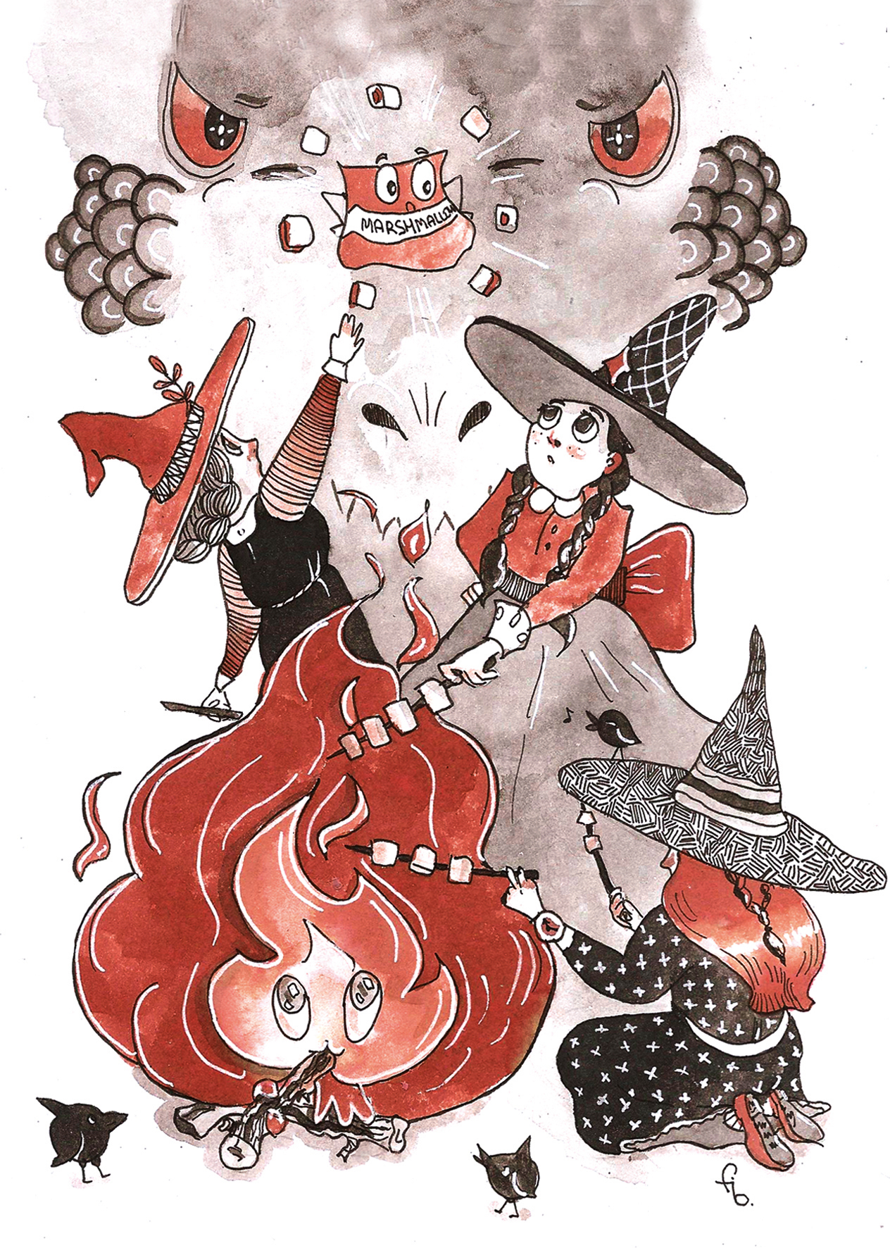 Inktouber 2018 - My, Inktober, Sketchbook, Longpost, Drawing, Witches