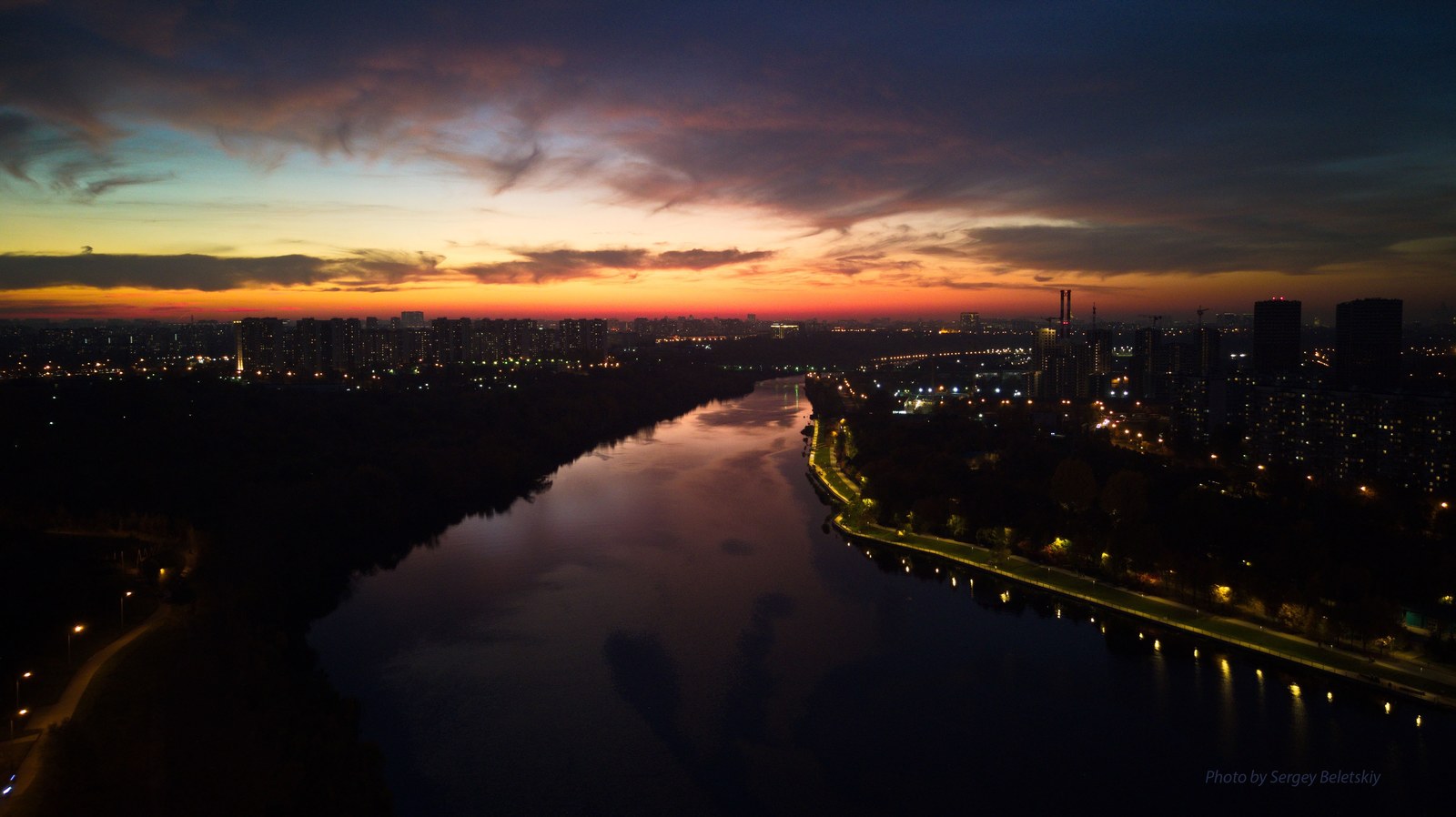 Sunset over the Moscow River - My, Dji, DJI Mavic PRO, Sunset, Moscow River, The photo