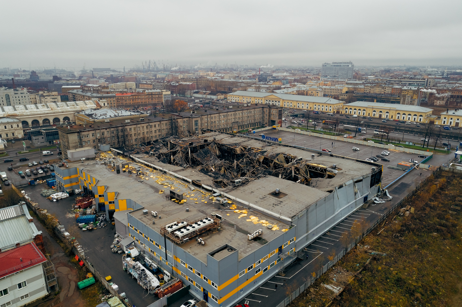 Burnt tape on the bypass - My, ribbon, Aerial photography, Saint Petersburg, Obvodny Canal, Fire, Video, Longpost