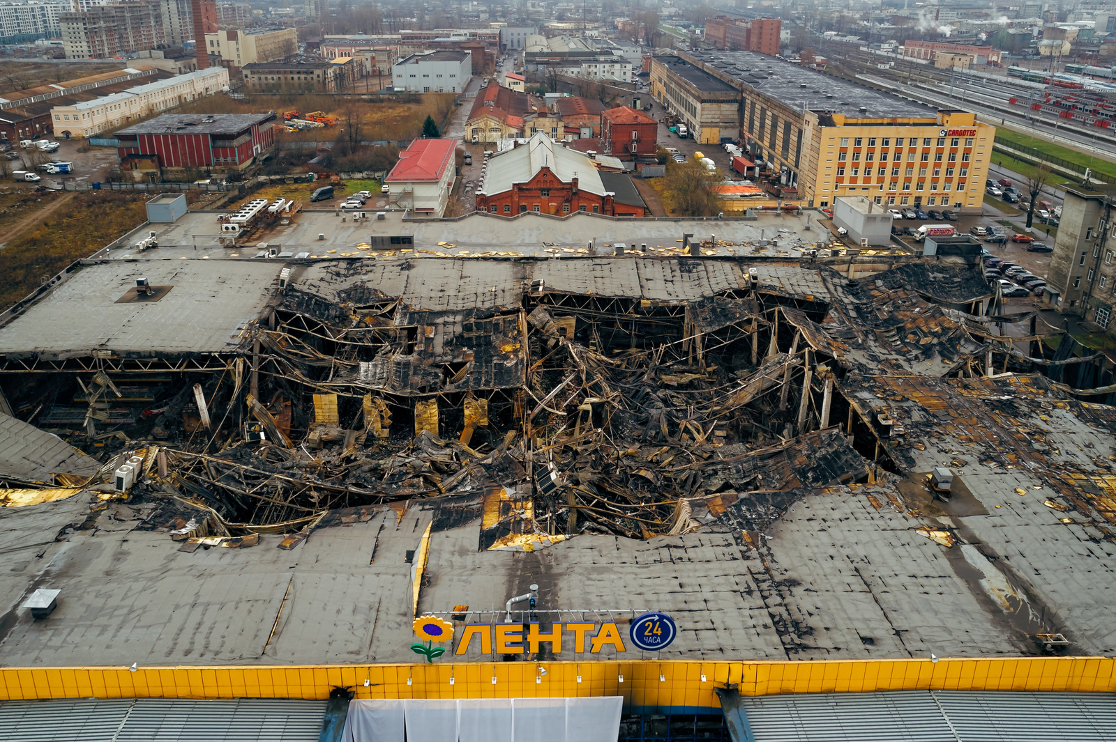 Burnt tape on the bypass - My, ribbon, Aerial photography, Saint Petersburg, Obvodny Canal, Fire, Video, Longpost