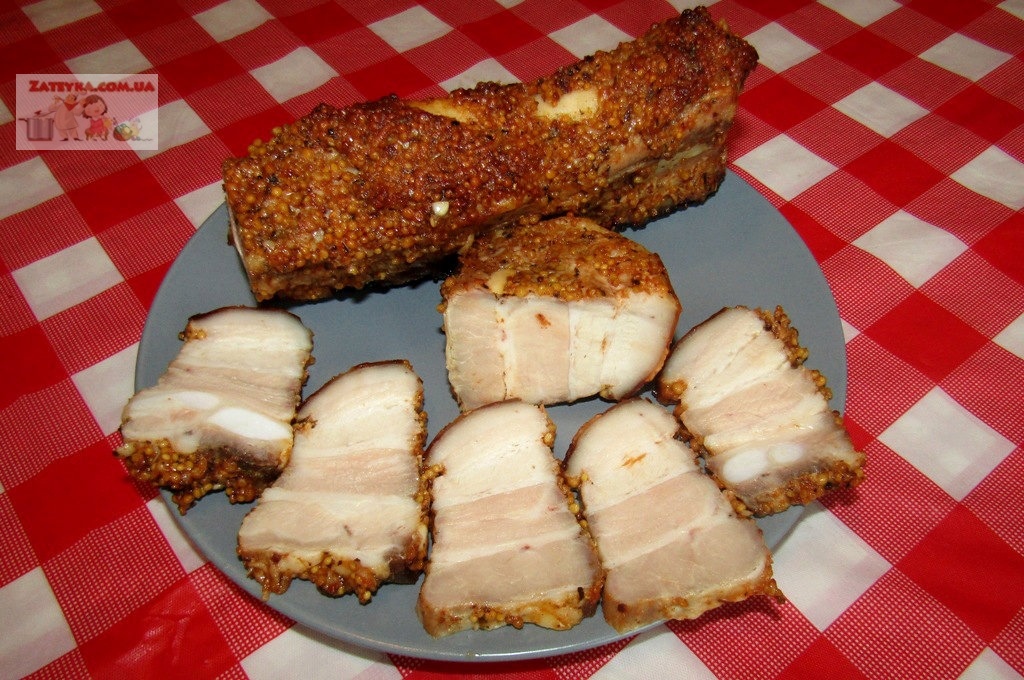 Pork belly in mustard marinade in the oven - My, Recipe, Cooking, Video, pork belly, , , Brisket