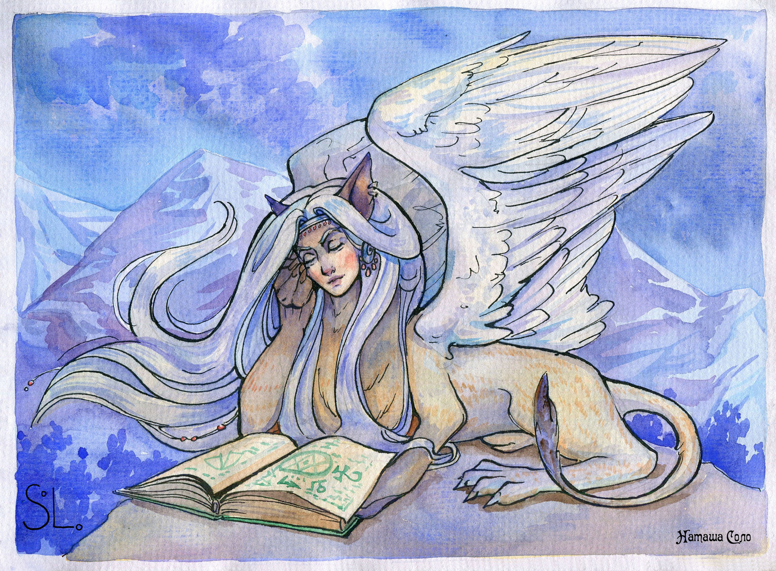 Watercolor fairy tales (winter cards) - NSFW, My, Winter, Postcard, , Watercolor, Longpost, Art, Drawing, Chimera