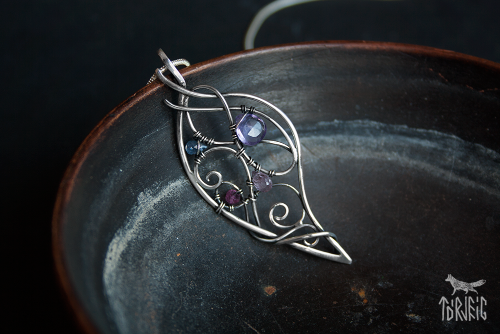 Blade pendant - My, Handmade, Wire wrap, , Amethyst, Pendant, Decoration, Longpost