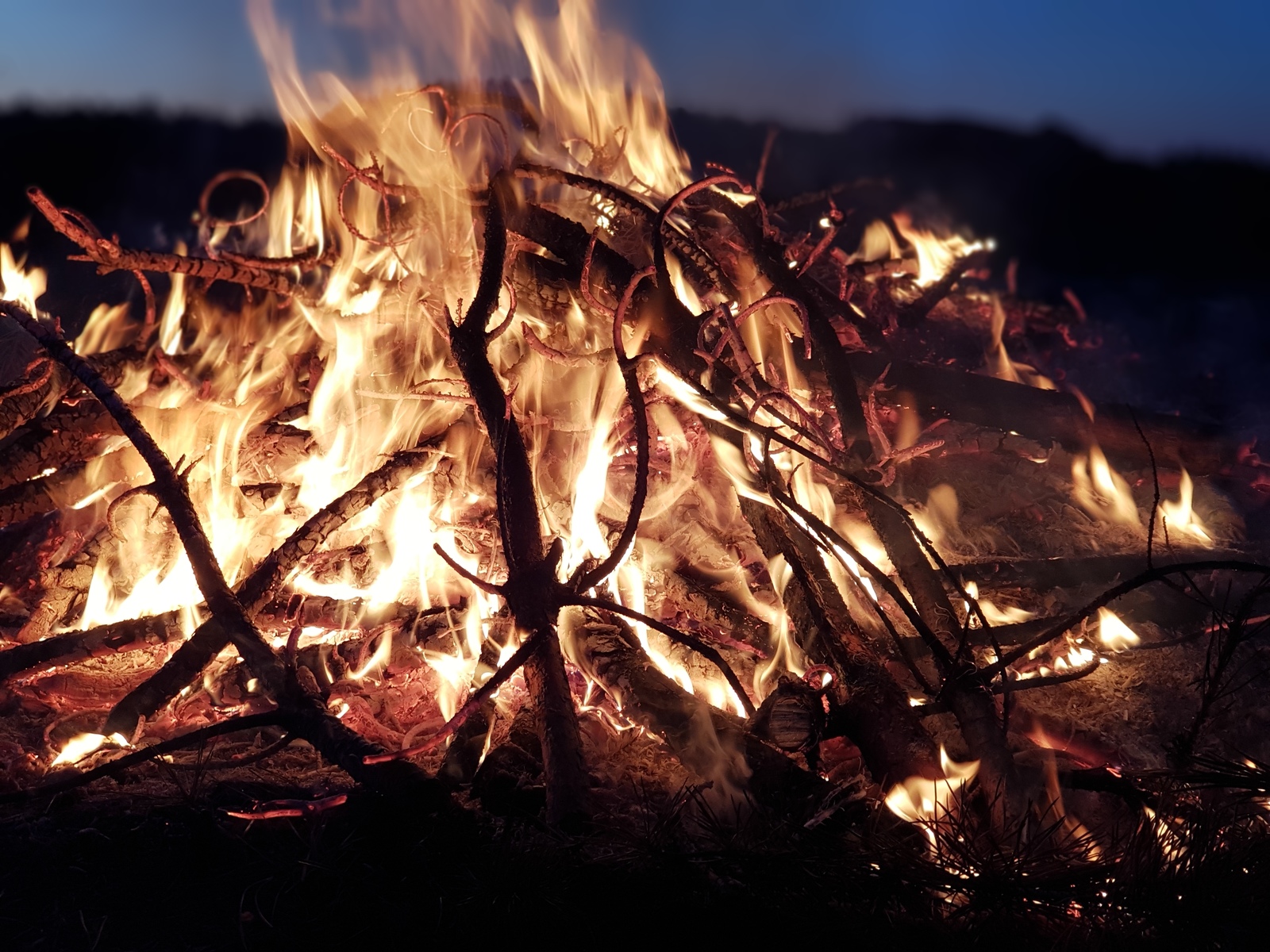 Evening fire - My, Bonfire, Its own atmosphere, Atmosphere, Fire, Heat